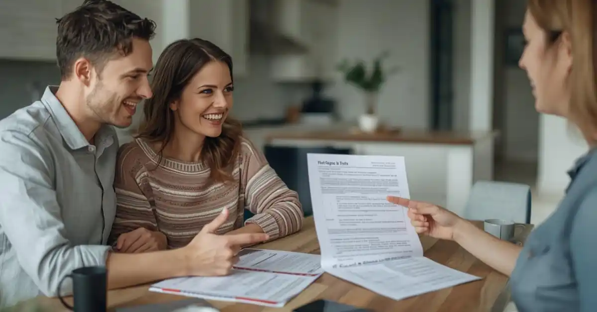 Knoxville couple with no equity sitting at a table signing paperwork to sell their home fast